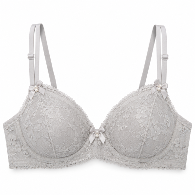 Black Lace Blouse-Style Bra – Elegant Floral Lace Design