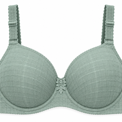 Taupe Grey Checkered Padded Underwire Bra for Women – Adjustable Straps