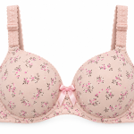 Navy Blue Floral Print Padded Bra for Women – Adjustable Straps with Decorative Bow