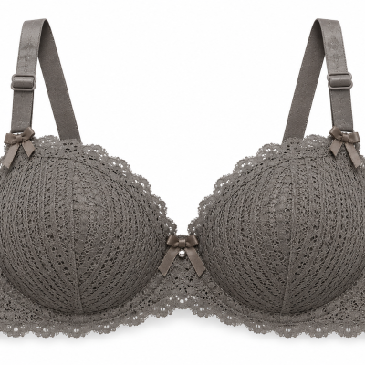 Elegant Grey Lace Bra for Women – Floral Lace Design