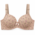 Navy Blue Floral Print Padded Bra for Women – Adjustable Straps with Decorative Bow