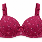 Navy Blue Floral Print Padded Bra for Women – Adjustable Straps with Decorative Bow